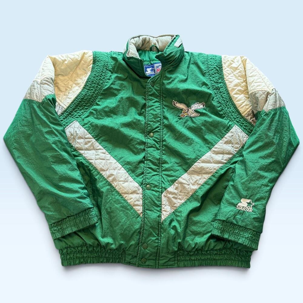 Vintage Philadelphia Eagles Jacket Mens Large Green NFL Football Starter 90s